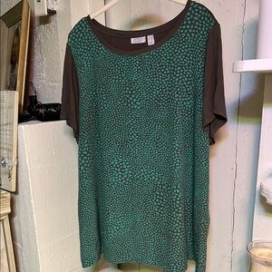 LOGO by Lori Goldstein Green Short Sleeve Boxy Tunic